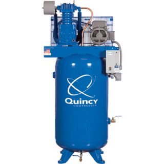 Quincy Compressor Reciprocating Air Compressor — 5 HP, 208 Volt 3 Phase, 80 Gallon Vertical, Model# 253DS80VCB20  19 CFM   Below Air Compressors