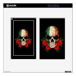 Irish Flag Skull with Red Roses Kindle Fire Skins