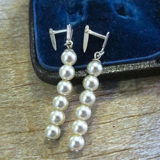 vintage faux pearl silver earrings by ava mae designs