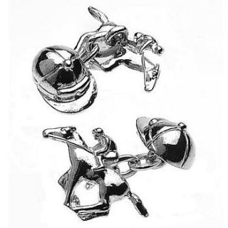 silver plated horse racing cufflinks by louie thomas menswear