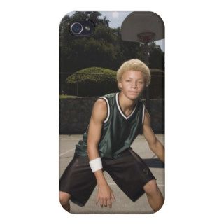 Teenage boy on basketball court iPhone 4 case