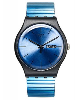 Swatch Watch, Unisex Swiss Blue Resolution Blue PVD Stainless Steel Bracelet 43mm SUOB707B   Watches   Jewelry & Watches