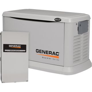 Generac Guardian Air-Cooled Standby Generator — 20kW (LP)/18kW (NG), 200 Amp Service Rated Smart Switch, Model# 6244  Residential Standby Generators