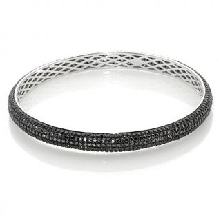 8.37ct Black Spinel Eternity 8" Slip on Sterling Silver Bangle Bracelet