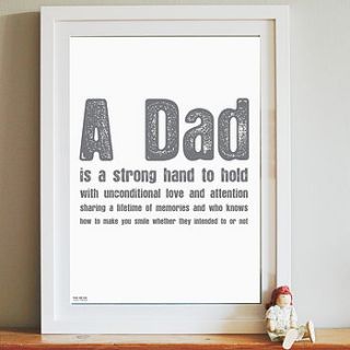 'a dad' word pressed art print by pearl and earl