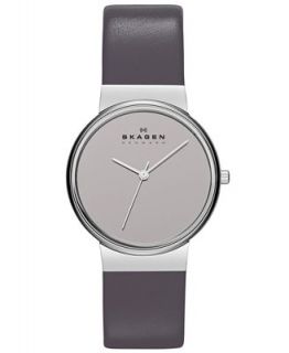 Skagen Denmark Watch, Womens Gray Leather Strap 34mm SKW2063   Watches   Jewelry & Watches