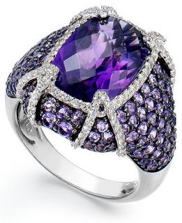 Sterling Silver Amethyst (9 ct. t.w.) and White Topaz (1/2 ct. t.w.) Ring   Rings   Jewelry & Watches
