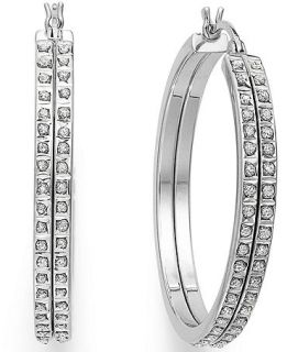 Sterling Silver Earrings, Diamond Accent Double Hoop Earrings   Earrings   Jewelry & Watches