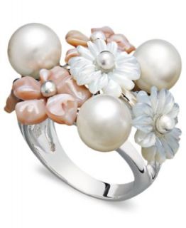 Sterling Silver Earrings, Mother of Pearl Flower Hoop   Earrings   Jewelry & Watches