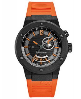 Ferragamo Watch, Mens Swiss F 80 Orange Carbon Fiber Strap 44mm F55LGQ6876 SR62   Watches   Jewelry & Watches