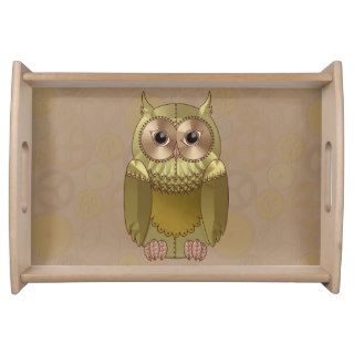 Mechanical Steampunk Owl in Faux Metallic Colors Food Tray