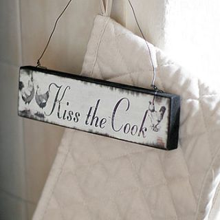 kiss the cook sign by pippins gifts and home accessories
