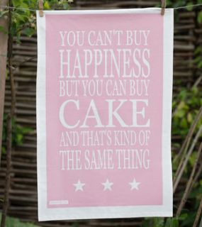 'you can't buy happiness…cake' tea towel by green&co.