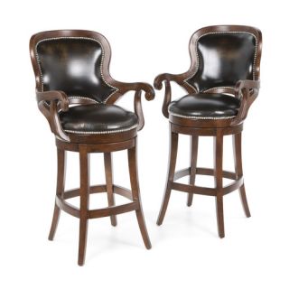 Shaped Back Leather Swivel Counter Stool