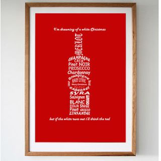 personalised christmas wine print by memory wordart