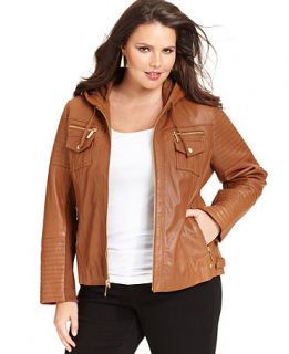 MICHAEL Michael Kors Plus Size Leather Hooded Jacket   Jackets & Blazers   Women