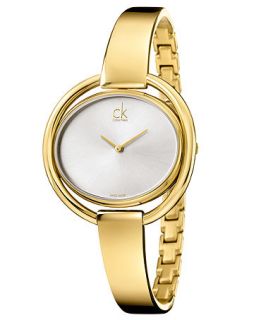 Calvin Klein Womens Swiss Impetuous Gold PVD Stainless Steel Bangle Bracelet Watch 40mm K4F2N516   Watches   Jewelry & Watches