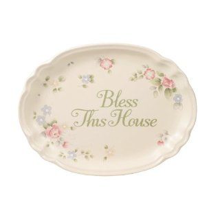 Pfaltzgraff Tea Rose Bless This House Plate   BeigePinkBlue Kitchen & Dining