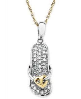 Diamond Necklace, 14k White Gold Diamond Accent Flip Flop Diamond Pendant   Necklaces   Jewelry & Watches