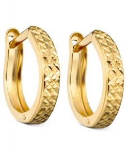 Signature Gold Quilted Small Hoop Earrings in 14k Gold   Earrings   Jewelry & Watches
