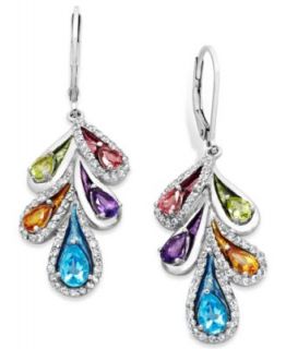 Diamond Earrings, 14k White Gold Diamond Chandelier Earrings (1/2 ct. t.w.)   Earrings   Jewelry & Watches