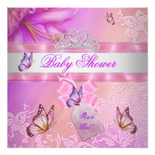 Baby Shower Girl Pink Purple Princess Butterfly Invites