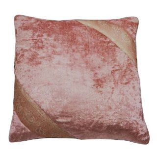 Pink Velvet Cushion Cover Decorative Home Dcor Handmade Patchwork Pillowcase India 18'' Inches   Throw Pillow Covers