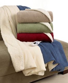 Biddeford Microplush Reverse Sherpa Heated Throws   Blankets & Throws   Bed & Bath