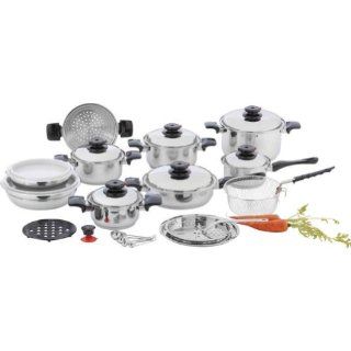 Chef 's Secret 28pc 12 Element T304 Stainless Steel Waterless Cookware Set  