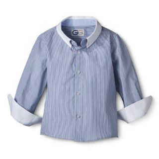 G Cutee Toddler Boys Long Sleeve Striped Buttondown   Blue 3T