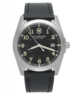 Victorinox Swiss Army Watch, Mens Infantry Black Leather Strap 40mm 241584   Watches   Jewelry & Watches