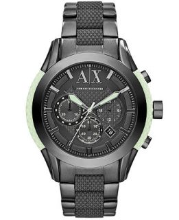 AX Armani Exchange Mens Chronograph Gray Silicone and Gunmetal Ion Plated Stainless Steel Bracelet Watch 47mm AX1385   Watches   Jewelry & Watches