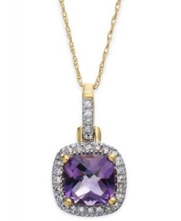 14k White Gold Necklace, Amethyst (2 5/8 ct. t.w.) and Diamond Accent Pendant   Necklaces   Jewelry & Watches