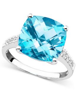 14k White Gold Ring, Blue Topaz (7 3/4 ct. t.w.) and Diamond Accent Ring   Rings   Jewelry & Watches