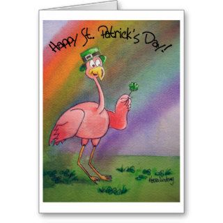 Pink Flamingo Happy St. Patrick's Day Card