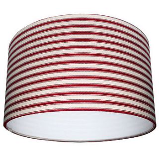 handmade ticking lampshade in cardinal red by love frankie