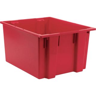 Quantum Storage Stack and Nest Tote Bin — 23 1/2in. x 19 1/2in. x 13in. Size, Red, Carton of 3  Totes