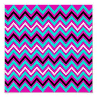 Pink and Blue Zigzag Pattern Poster
