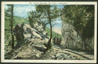 Electric Railroad car in The Devil's Gateway Mt Lowe CA postcard 191? Entertainment Collectibles