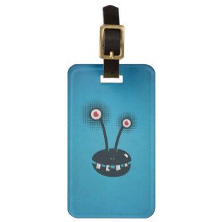 Blue Funny Halftone Cartoon Alien Personalized Tag For Bags