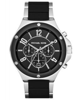 Michael Kors Mens Chronograph Rocktop Black Silicone and Stainless Steel Bracelet Watch 48mm MK8272   Watches   Jewelry & Watches