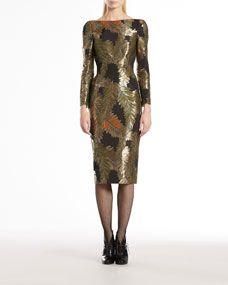 Gucci Jacquard Fern Motif Backless Dress