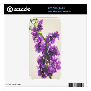 Vintage Oriental Purple Gillyflowers iphone Skin Decals For The iPhone 4