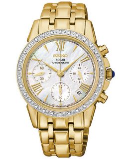 Seiko Womens Chronograph Le Grand Sport Solar Gold Tone Stainless Steel Bracelet Watch 36mm SSC890   Watches   Jewelry & Watches