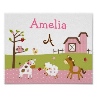 Abby's Farm Animal Nursery Wall Art Name Print