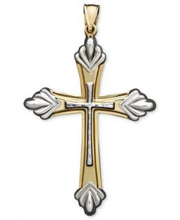 14k Gold and Rhodium over 14k Gold Pendant, Cross   Necklaces   Jewelry & Watches
