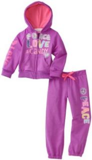 Young Hearts Baby Girls Infant Peace and Love Hoodie Set, Purple, 12 Months Clothing