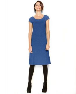 Eileen Fisher Cap Sleeve Heathered Cotton Dress   Dresses   Women