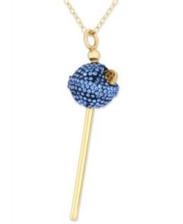 SIS by Simone I Smith 18k Gold over Sterling Silver Necklace, Medium Blue Crystal Lollipop Pendant   Necklaces   Jewelry & Watches