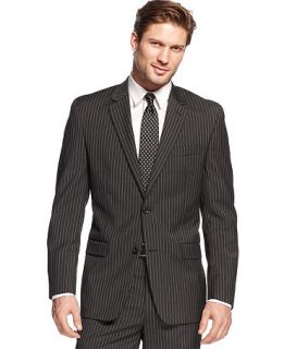 Shaquille ONeal Heather Grey Stripe Jacket   Suits & Suit Separates   Men